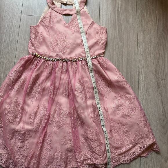 Rare Editions Girls 14 Pink Blush Sleeveless Rhinestone Bow Formal Party - Picture 8 of 11